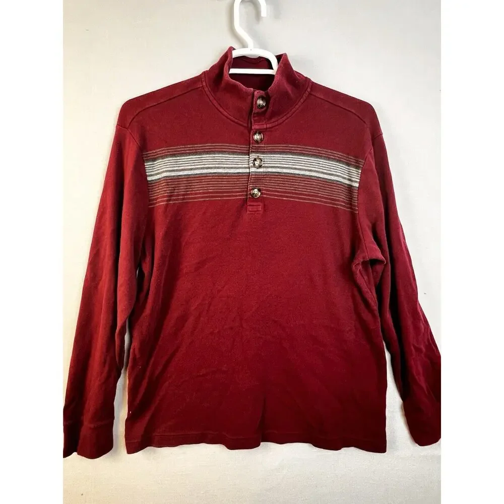 Banana Republic Quarter Button Shirt Men's XL Burgundy Cotton Work Casual